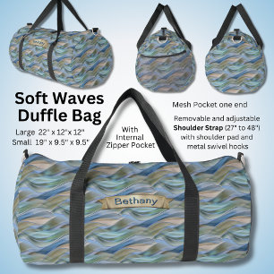 Add Name Soft Blue Green Waves Duffle Bag