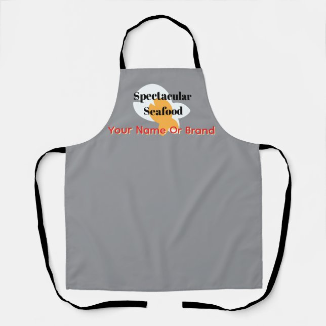 Add Name Spectacular Seafood Grey  Apron (Front)