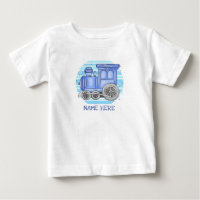 Add Name Steam Train Engine Baby Bodysuit
