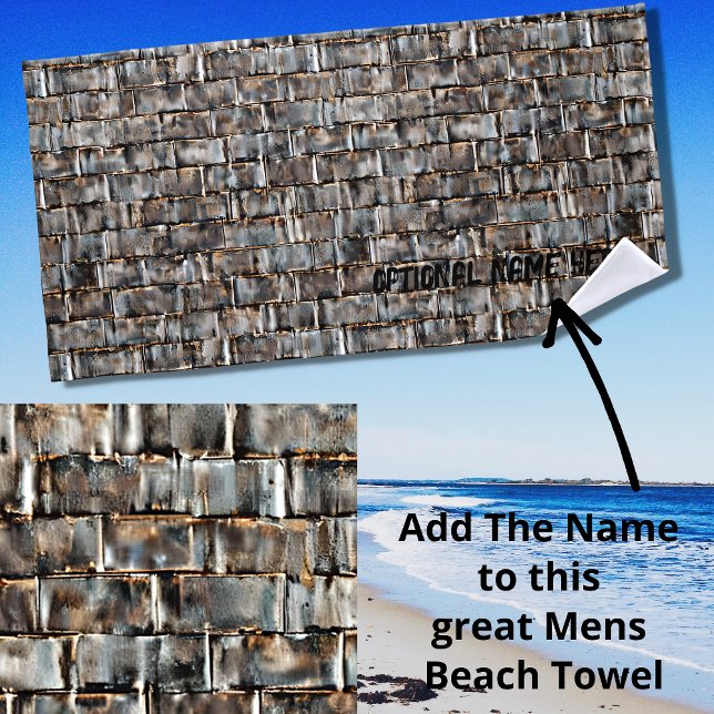 Add Name, Steel Metal Grungy Wall Panels  Beach Towel (Creator Uploaded)