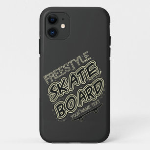 Add Name Style City Text Freestyle Skate Board     iPhone 11 Case