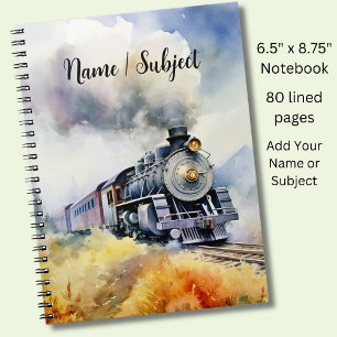 Add Name Subject - Steam Train Painting Notebook