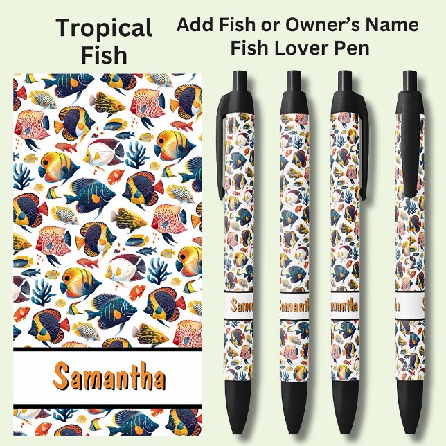 Add Name, Swimming Tropical Fish Black Ink Pen (Creator Uploaded)
