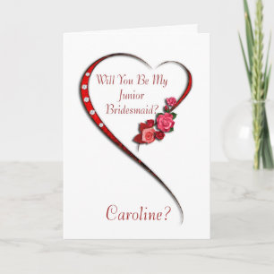 Add name, Swirling heart Junior Bridesm invitation