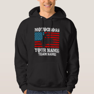 Add Name Team Name etc MOTOCROSS Rider USA Flag T- Hoodie