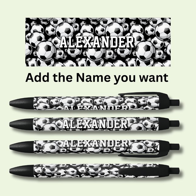 Add Name Team Text, Football Soccer Balls  Black Ink Pen (Creator Uploaded)