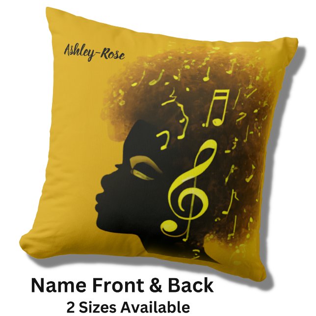 Add Name Text African American Girl with Music     Cushion (Creator Uploaded)
