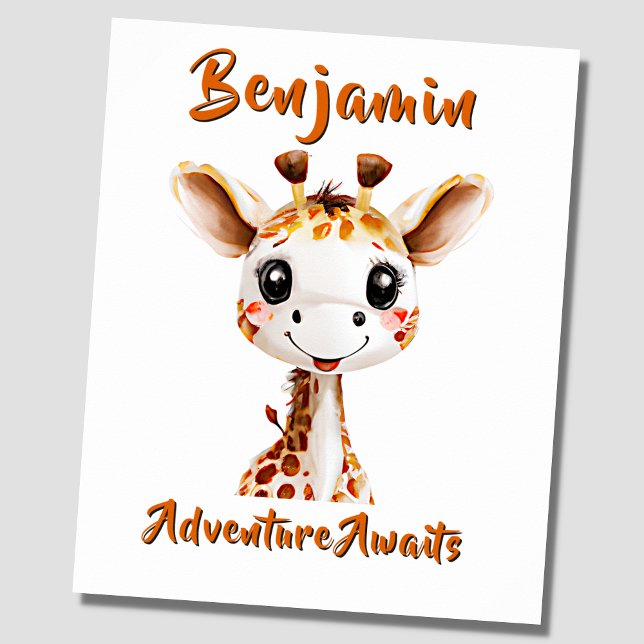 Add Name Text, Baby Giraffe African Nursery        Poster (Creator Uploaded)