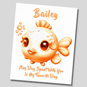 Add Name Text, Baby Gold Fish Nursery Poster