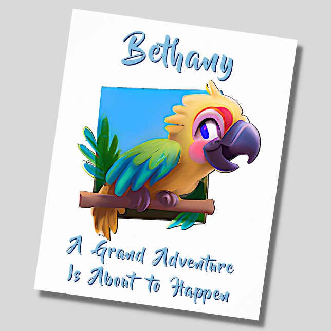 Add Name Text, Baby Macaw Parrot Ara Bird Nursery  Poster (Creator Uploaded)