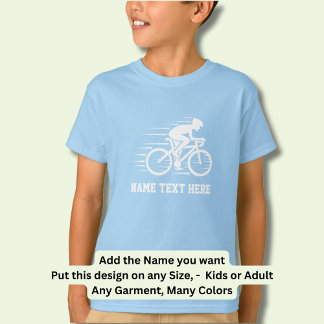 Add Name / Text Bicycle Speed Rider Racer White on T-Shirt
