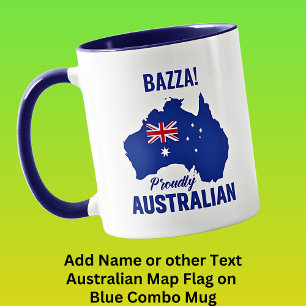 Add Name Text, Blue Proudly Australian, Map Flag Mug