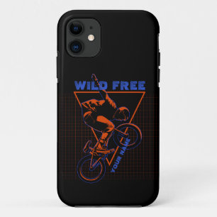 Add Name Text BMX Extreme Freestyle Red Geometric  iPhone 11 Case