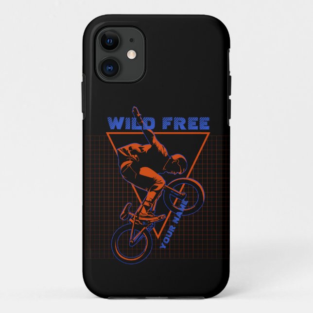Add Name Text BMX Extreme Freestyle Red Geometric  Case-Mate iPhone Case (Back)
