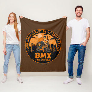 Add Name Text BMX Freestyle Street Style Expert    Fleece Blanket