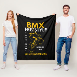 Add Name Text BMX Freestyle Urban Extreme Sport    Fleece Blanket