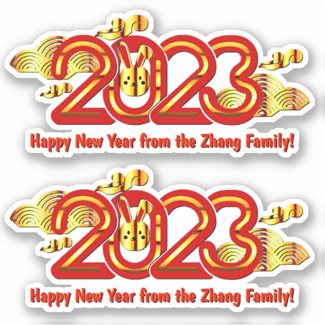 Add Name Text Chinese New Year 2023 Year of Rabbit (Front)