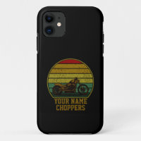 Add Name Text Chopper Motorcycle Retro Sunset