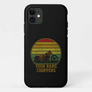 Add Name Text Chopper Motorcycle Retro Sunset      iPhone 11 Case