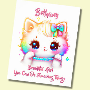 Add Name Text, Colorful Kitten Nursery Poster