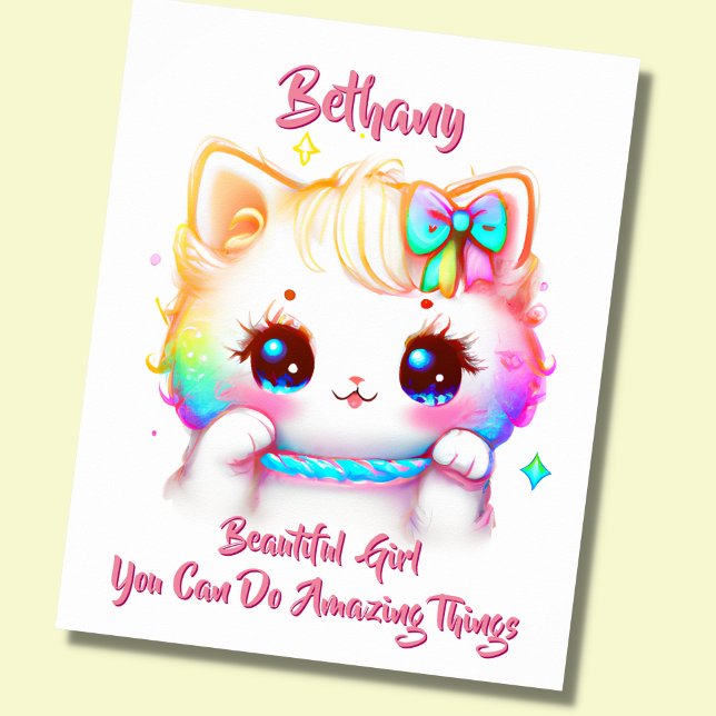 Add Name Text,  Colorful Kitten Nursery  Poster (Creator Uploaded)