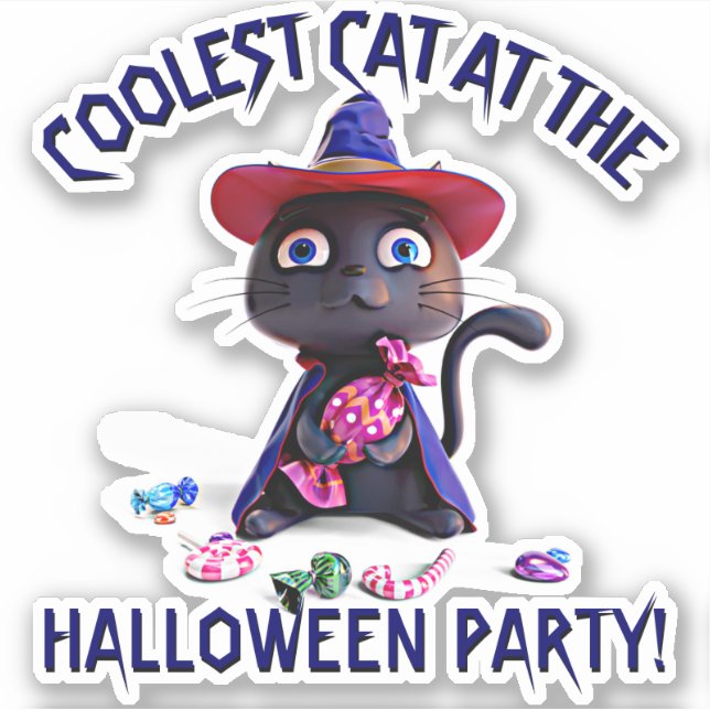 Add Name Text, Coolest Black Cat Party Candy 3D (Front)