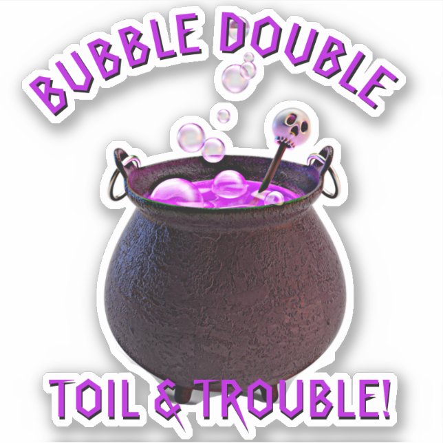 Add Name Text, Double Trouble Witch Cauldron  3D (Front)