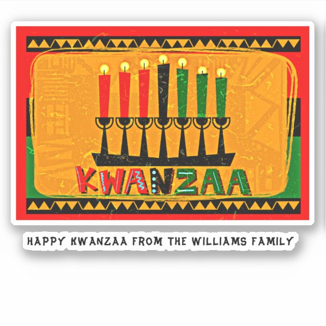 Add Name Text, Happy Kwanzaa Candles Kiss Cut (Front)