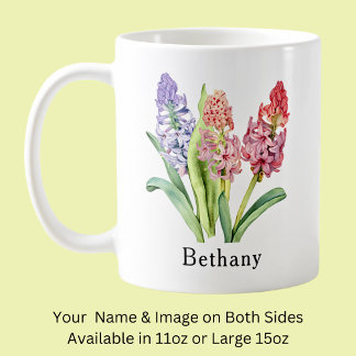 Add Name Text, Hyacinth Flowers, Pinks & Purples Coffee Mug
