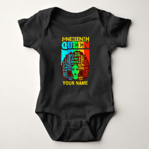 Add Name Text Juneteenth Black Queen Afro Melanin  Baby Bodysuit