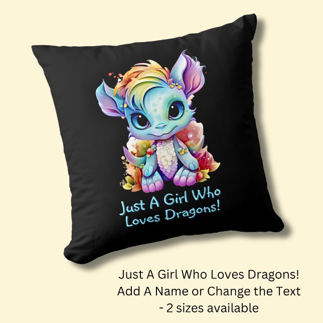 Add Name Text - Just a Girl Who Loves Dragons!    Cushion (Creator Uploaded)