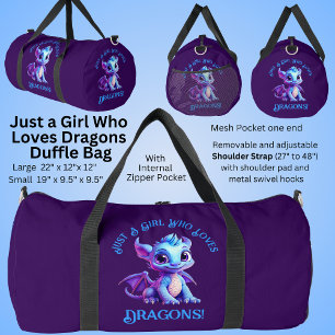Add Name Text - Just a Girl Who Loves Dragons! Duffle Bag