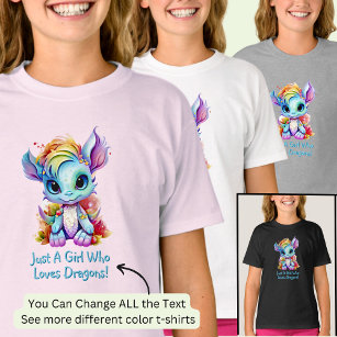 Add Name Text - Just a Girl Who Loves Dragons!    T-Shirt