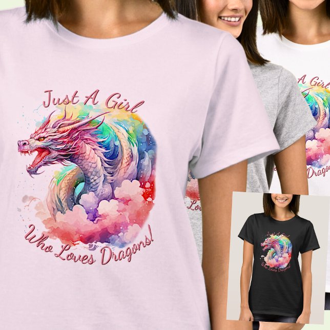 Add Name Text, Just A Girl Who Loves Dragons! T-Shirt (Creator Uploaded)