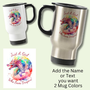 Add Name Text, Just A Girl Who Loves Dragons! Travel Mug