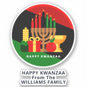 Add Name Text, Kwanzaa Candles Gifts Kiss Cut