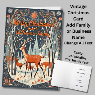 Add Name Text Merry Christmas Vintage Painting     Card