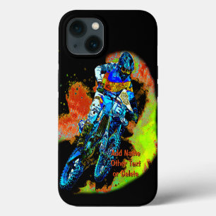 Add Name Text (or Delete) Motocross Rider Dirt  iPhone 13 Case
