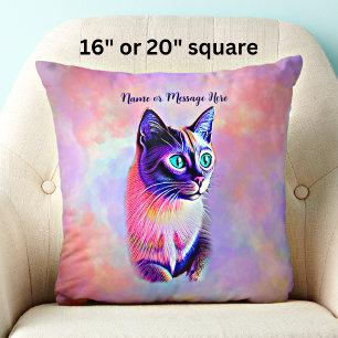 Add Name Text, Pastels Painted Siamese Cat         Cushion