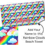 Add Name Text, Rainbow Cotton Candy Clouds Beach Towel<br><div class="desc">Add Name Text,  Rainbow Cotton Candy Clouds Beach Towel - - See my store for lots more great designs.</div>