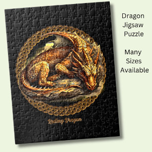 Add Name Text, Resting Brown Dragon  Jigsaw Puzzle