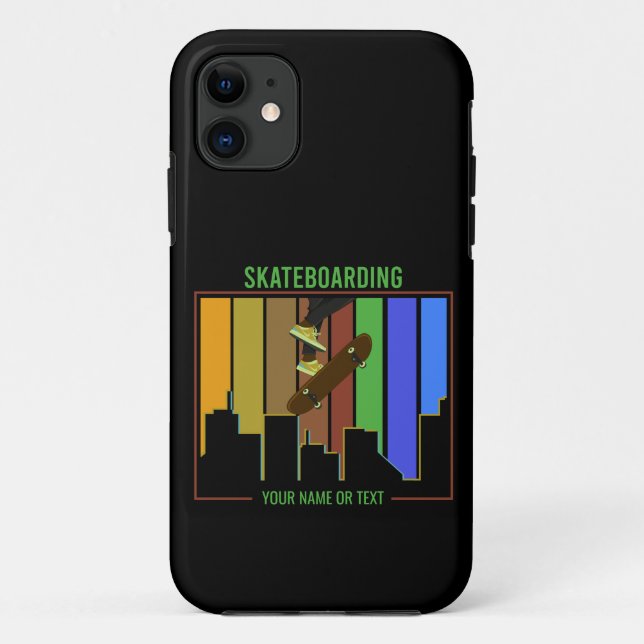 Add Name Text Skateboarding on Urban City Scene    Case-Mate iPhone Case (Back)