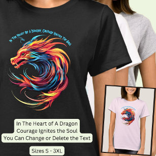 Add Name Text, Swirling Red Blue Dragon  T-Shirt