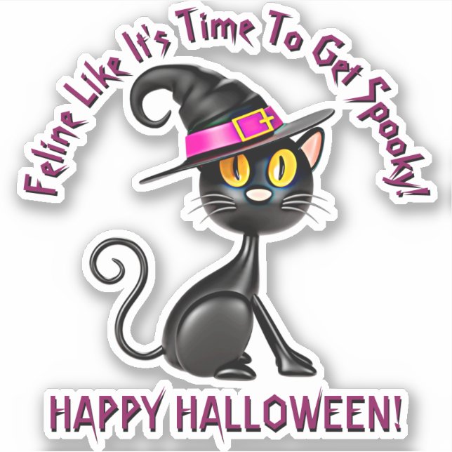 Add Name Text, Time to Get Spooky 3D Black Cat     (Front)