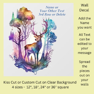Add Name Text, Woodland Stag in Mystical Forest Wall Decal