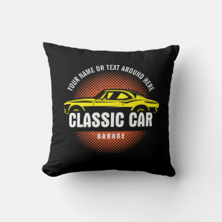 Add Name Text Yellow Classic Car   Cushion