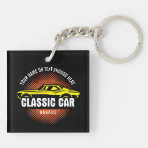 Add Name Text Yellow Classic Car  Key Ring