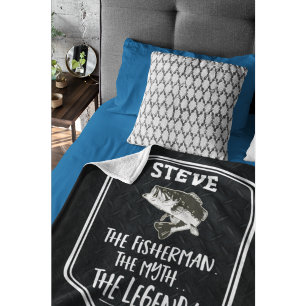 Add Name The Fisherman The Myth The Legend Fishing Fleece Blanket