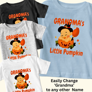 Add Name /Title Grandpa's Grandma's Little Pumpkin Baby T-Shirt