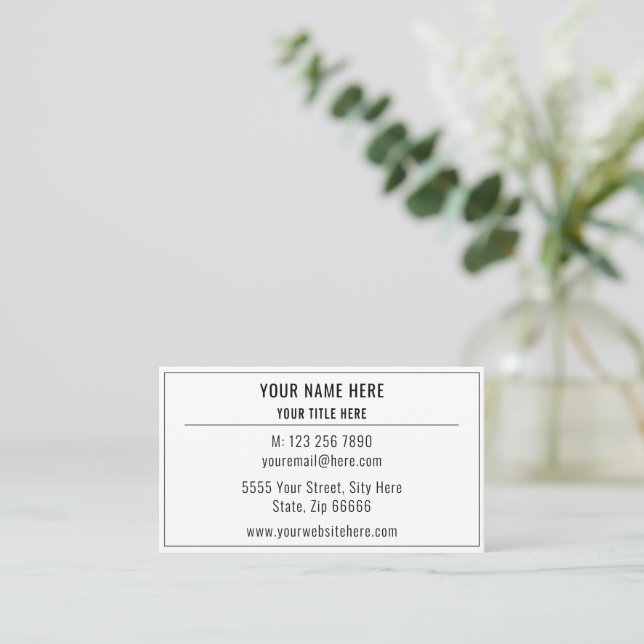 Add Name Title Phone Email Address Website Company Business Card (Standing Front)